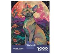 Puzzles Pour Adultes 1000 Puzzles Sphynx Cat Under The Moon Puzzles Pour Adolescents Jeux Amusants Course De Vitesse Manuelle Offrez-leur Des Cadeaux Pour Toute La Famille 38x26cm/1000pcs
