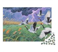 Puzzles Red - Crowned Crane 1000 Pieces Challenge Game for Adults,Thunderstorm Impossible Jigsaw Puzzles 1000 Pieces Educational Games Home Decoration 1000pcs (75x50cm)