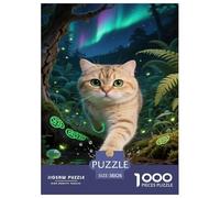 Puzzles Russian Blue Cat 1000 Piece Challenge Toy for Adults,Magical Forest Impossible Jigsaw Puzzles 1000 Pieces Educational Game Home Decoration 38x26cm/1000pcs