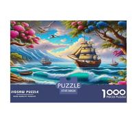 Puzzles Sailboat 1000 Pieces Challenge Game for Adults, Pastoral Nautical Impossible Jigsaw Puzzles 1000 Piece Educational Games Home Decoration 38x26cm/1000pcs