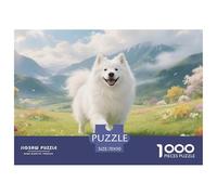 Puzzles Samoyed Dog 1000 Piece Challenge Game for Adults,Spring Pastoral Impossible Jigsaw Puzzles 1000 Piece Educational Game Home Decoration 70x50cm/1000pcs