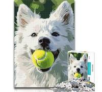 Puzzles Samoyed Playing Tennis Jigsaw Puzzle 1000 Pieces for Adults,for Age 14+ Impossible Game Best Gift for Adults And Teenagers 50x75cm