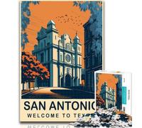 Puzzles San Antonio Texas Puzzles 1000 Pieces for Adults,Educational Games Home Decoration Deal As Gifts for The Whole Family 26x38cm