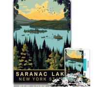 Puzzles Saranac Lake NY Puzzles 1000 Pieces for Teenagers,Decompressing Intellectual Educational Toy Secret Santa Gifts 75x50cm