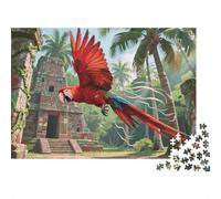 Puzzles Scarlet Macaw 1000 Piece Challenge Toy for Adults,Rainforest Ecosystem Impossible Jigsaw Puzzle 1000 Piece Educational Game for Adults Or Families 1000pcs (75x50cm)
