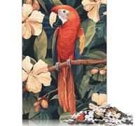 Puzzles Scarlet Macaw in Tropical Floral Setting 1000 Pieces Jigsaw Puzzle for Adults Paper Jigsaw Suitable for Adults And over 18 Years Old Stress Relief Toys 38x26cm/1000pcs