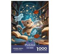 Puzzles Scottish Fold Cat 1000 Pieces Challenge Toy for Adults,Library Impossible Jigsaw Puzzles 1000 Pieces Educational Games Home Decoration 38x26cm/1000pcs