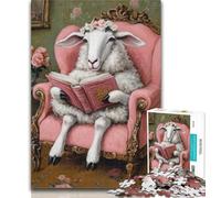 Puzzles Sheep Reading Jigsaw Puzzles 1000 Pieces for Adults Teens,Toys Educational Games Stress Relieving Unique Home Decor And Gifts 50x75cm