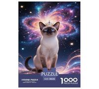 Puzzles Siamese Cat 1000 Piece Challenge Game for Adults,Fantasy Starry Sky Impossible Jigsaw Puzzles 1000 Piece Educational Games for Adults Or Families 38x26cm/1000pcs