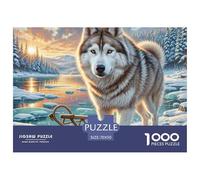 Puzzles Siberian Husky 1000 Piece Jigsaw Challenge Toy Animal Theme Home Decoration Gifts for Men for Kids And Adults 70x50cm/1000pcs