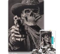 Puzzles Skeleton Cowboy Puzzles 1000 Pieces for Adults,Educational Games Home Decoration Deal As Gifts for The Whole Family (26x38cm)
