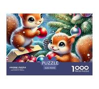 Puzzles Squirrel 1000 Pieces Puzzles for Adults Jigsaw Educational Games Christmas Theme for Adults Gifts Home Decoration 70x50cm/1000pcs