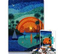 Puzzles Stained Glass City 1000 Piece Jigsaw Puzzles for Teenagers,is Ideal As A Gift for The Whole Family Suitable for And 14 75x50cm