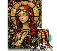 Puzzles Stained Glass Virgin Mary Puzzles 1000 Pieces for Teenagers,Learning Educational Toys Family Games Birthday Present, Gifts 26x38cm