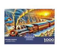 Puzzles Steam Train 1000 Piece Challenge Toy for Adults, Christmas Snow Scene Impossible Jigsaw Puzzles 1000 Pieces Educational Game for Adults Or Families Pieces Gifts 38x26cm/1000pcs