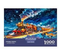 Puzzles Steam Train 1000 Piece Challenge Toy for Adults Starry Night Snow Bridge Impossible Jigsaw Puzzles 1000 Piece Educational Game Home Decoration 70x50cm/1000pcs