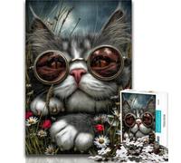 Puzzles Steampunk Cat 1000 Pieces Jigsaw Puzzles For Teens And Adults,Toys Educational Games Stress Relieving Great Gifts And Toys 50x75cm