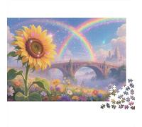Puzzles Sunflower 1000 Piece Challenge Toy for Adults,Rainbow Flower Sea Scenery Impossible Jigsaw Puzzle 1000 Piece Educational Game for Adults Or Families 1000pcs (75x50cm)