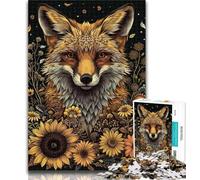 Puzzles Sunflower Fox Jigsaw Puzzles for Adults 1000 Pieces,for Educational Game Challenge Toy Artists Collection, Fine Art 50x75cm
