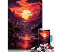 Puzzles Sunset over The City with Trees 1000 Piece Jigsaw Puzzles for Adults Gifts,is Ideal As A Gift for The Whole Family Suitable for And 14 50x75cm