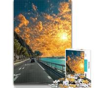 Puzzles Sunset Road 1000 Piece Jigsaw Puzzles for Adults Gifts,is Ideal As A Gift for The Whole Family Suitable for And 14 26x38cm
