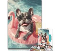 Puzzles Swimming Pug Jigsaw Puzzle 1000 Pieces for Adults,for Age 14+ Impossible Game Best Gift for Adults And Teenagers 26x38cm