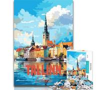 Puzzles Tallinn Estonia 1000 Piece Jigsaw Puzzles for Teenagers,Birthday Present, Gifts, Wall Art for And Age 14 Years Up 26x38cm