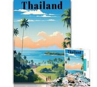 Puzzles Thailand Travel Poster Jigsaw Puzzles for Teenagers 1000 Pieces,Wall Decoration Unique Birthday And Xmas Gifts Suitable for And 14 75x50cm