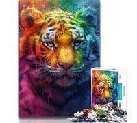 Puzzles Tiger Oil Painting Puzzles 1000 Pieces for Adults,Educational Games Home Decoration Deal As Gifts for The Whole Family (26x38cm)