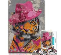 Puzzles Tiger Wearing A Hat 1000 Piece Jigsaw Puzzle for Adults And Teenagers,Educational Game for Birthday, Chrismas for And Age 14 (50x75cm)