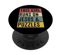 Puzzles Tshirt This Girl Runs On Jesus And Puzzles Jigsaw PopSockets Swappable PopGrip