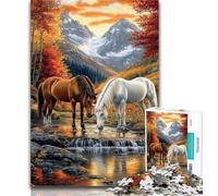 Puzzles Two Horses 1000 Pieces Jigsaw Puzzles for Adults And Teens,Learning Educational Toys Family Games Enhance Love between Couples 26x38cm