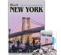 Puzzles Visit New York Puzzles 1000 Pieces for Teenagers,Decompressing Intellectual Educational Toy Secret Santa Gifts 26x38cm