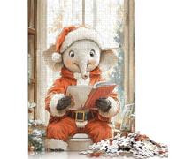Puzzles Weihnachtselefant mit Lese-Puzzle, 500 Teile, Puzzles für Erwachsene, 500-teiliges Puzzlespiel für Teenager (52 x 38 cm)