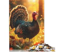 Puzzles Wild Turkey in Autumn 500 Pieces Jigsaw Puzzle for Adults Wooden Jigsaw Suitable for Adults And over 18 Years Old Stress Relief Toys 500pcs (52x38cm)