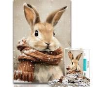 Puzzles Winter Rabbit 1000 Piece Jigsaw Puzzle for Adults And Teenagers,Educational Game for Birthday, Chrismas for And Age 14 26x38cm
