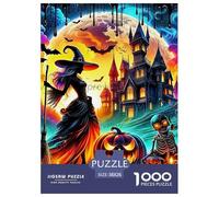 Puzzles Witch 1000 Piece Jigsaw Challenge Toy Halloween Theme Decoration Puzzle Gifts for Men for Both Adults And Children 38x26cm/1000pcs