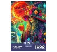 Puzzles Witch 1000 Piece Jigsaw Challenge Toy Halloween Theme Home Decoration Gifts for Men for Both Adults And Children 70x50cm/1000pcs