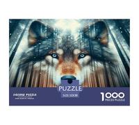 Puzzles Wolf 1000 Piece Challenge Game for Adults Light And Shadow Forest Impossible Jigsaw Puzzles 1000 Piece Educational Game Puzzle Gifts 52x38cm/1000pcs