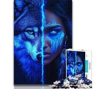 Puzzles Wolf Girl 1000 Piece Jigsaw Puzzles for Adults Gifts,is Ideal As A Gift for The Whole Family Suitable for And 14 26x38cm