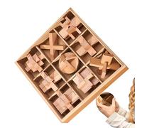 Puzzles Wooden - Unlock Interlocking Educational Jigsaw Game For Kids Girls Boys | 26cm Natural Wood | Stocking Stuffer Classroom Travel School Road Trip Birthday Problem Solving Creativity Toy