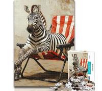 Puzzles Zebra Sitting on A Chair 1000 Piece Jigsaw Puzzles for Teenagers,Birthday Present, Gifts, Wall Art for And Age 14 Years Up 26x38cm