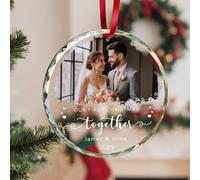 Puzzlo Personalised Christmas Bauble for Couple, Custom Our First Christmas Together/Married/Engaged Bauble with Photo, 1st Christmas Ornament for Tree Decoration, Xmas Decor for Mr and Mrs