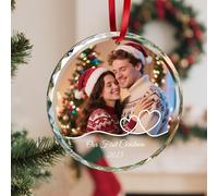 Puzzlo Personalised Christmas Bauble with Photo & Text, Custom Couple Bauble 2025 for Christmas Tree Decorations, Customised Our First Xmas Tree Decor for Girlfriend, Boyfriend, Him, Her