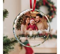 Puzzlo Personalised Christmas Baubles for Family, Custom Ornament 2025 for First Christmas as a family of Three, Baubles for Tree Decorations, Xmas Tree Decor Ideas for Parents, Mum, Dad, Baby