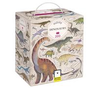 Puzzlove Dinosaurs Jigsaw Puzzle - 200 pieces with large 27” x 19” completed size - artistic illustration includes real dinosaur names for learning and recall - for kids and adults ages 7 years and up