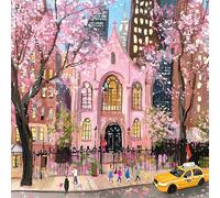 PuzzOne 500 Pieces Jigsaw Puzzles for Adults, Spring Puzzle with Letters on Back, Street City Cherry Blossom Puzzle 500 Pieces, Challenge Art Jigsaw Puzzles for Home Decor, 20"x20"