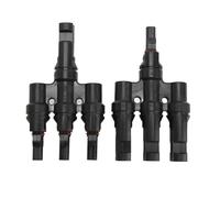 PV Solar Branch Connectors 1 to 3, T Type Parallel Connector for Solar Panel Array, IP67 High Current Carrying Capacity with PPO Shell and Copper Conductor for Harsh Out