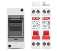PV Solar Disconnect Switch, Photovoltaic Circuit I Plastic Waterproof IP65 Outdoor Panel Installation Junction Distribution Box with circuit breaker combination MCB DPN DZ47(HT-2 and DPNLE,20A)