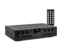 Power Dynamics PV260BT 6-Zone HiFi Amplifier with Bluetooth - 6x 100W Stereo Outputs, USB SD MP3 FM Radio, Mic Inputs, Optical Coax, Home Audio Amplifier|